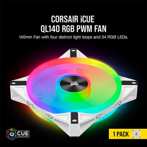 Corsair ICUE QL140 RGB White Cabinet Fan (Single Pack)